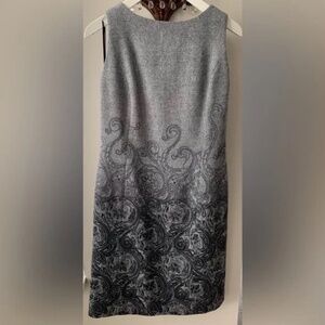 Talbots Grey and Black Lace Pattern Dress
